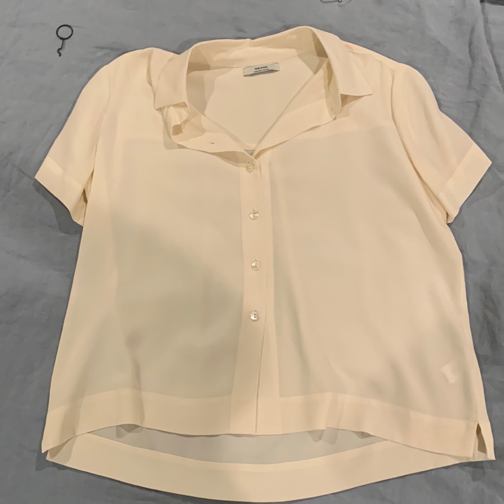 Grana silk short sleeve shirt in cream